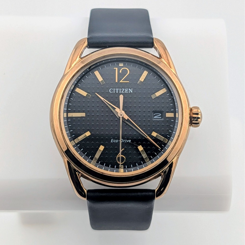 Citizen LTR Eco-Drive J810-S108667 Watch Rose Gold Black Textured Dial 36mm